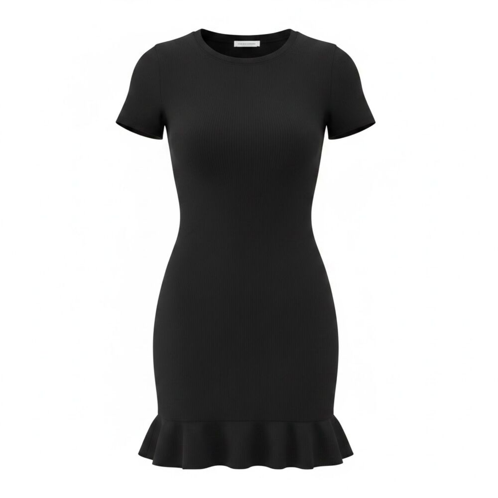 Susana Monaco Black Jersey Knit Knee Length Dress - Women's Medium - NEW w Tags